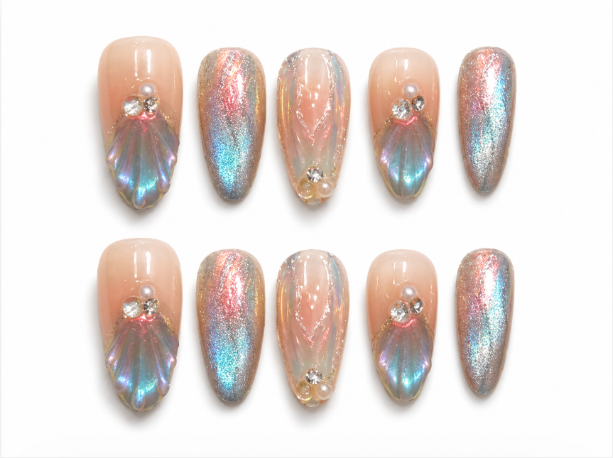 Mermaid Mirage Handmade Press on Nails 10Pcs
