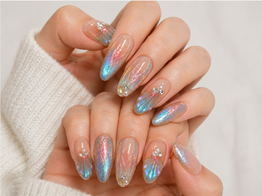 Mermaid Mirage Handmade Press on Nails 10Pcs